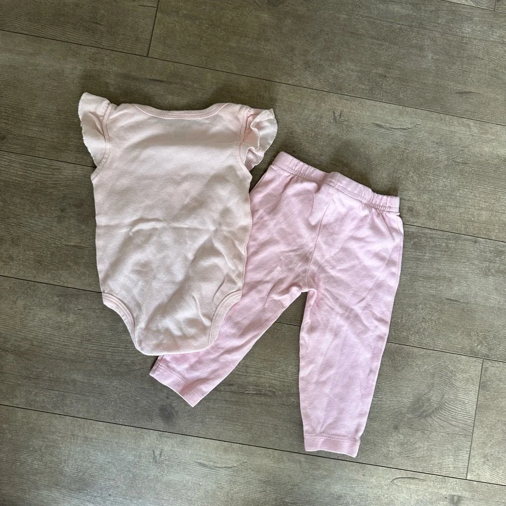 Baby Kiss Girl Flamingo ‘little princess’ top, carters bottoms outfit girl